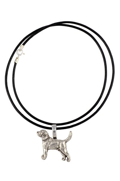 Art - Dog Beagle - Colier cu pandantiv câine, placat cu argint, pentru iubito...