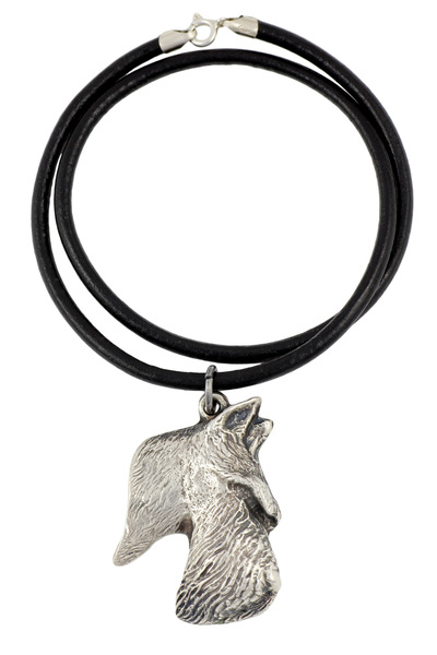 Art - Dog Terrier scoțian - Colier cu câine, pandantiv placat cu argint pentr...