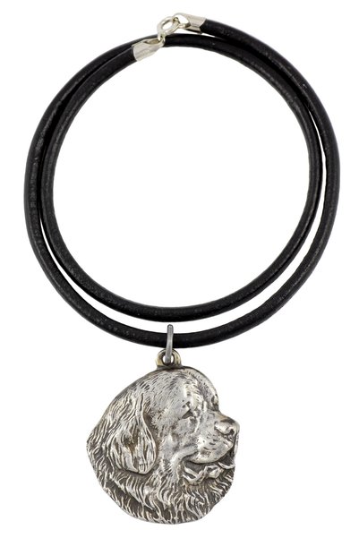 Art - Dog Newfoundland - Colier cu câine, pandantiv placat cu argint pentru i...