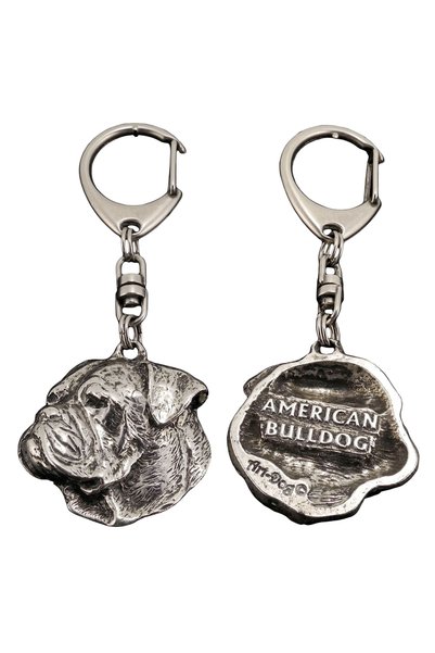 Art - Dog Bulldog American - Breloc placat cu argint cu câine, decorațiune pe...
