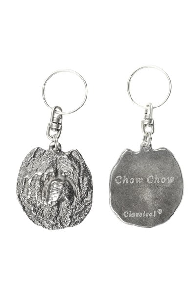 Art - Dog Chow Chow - Pandantiv placat cu argint cu un câine într-o cutie dec...