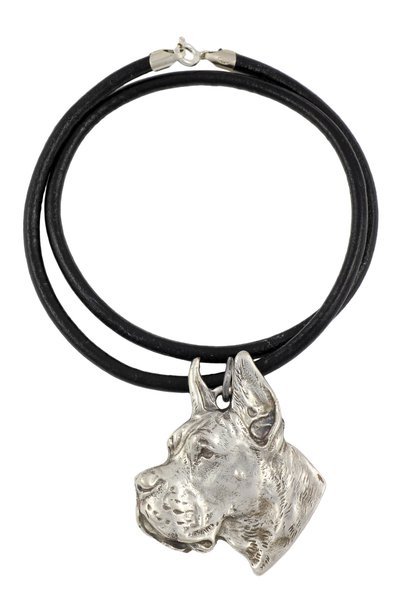 Art - Dog Great Dane V - Colier cu câine, pandantiv placat cu argint pentru i...