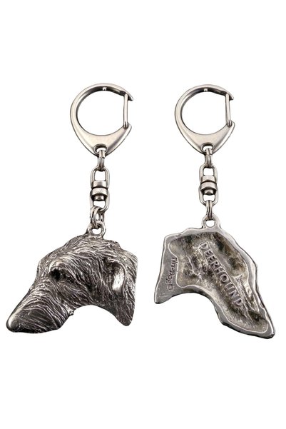 Art - Dog Deerhound, Scottish Deerhound - Breloc placat cu argint cu câine, d...