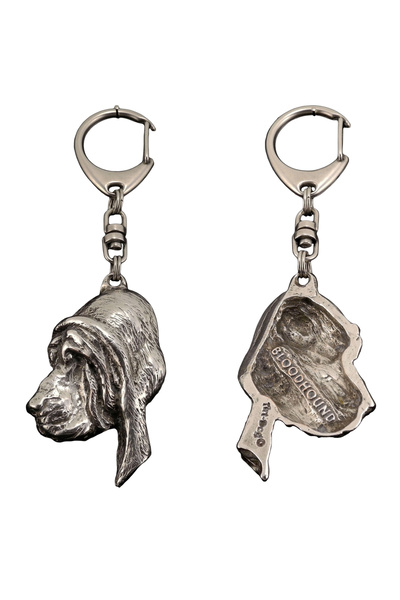 Art - Dog Bloodhound - Breloc placat cu argint cu un câine într-o cutie cadou...