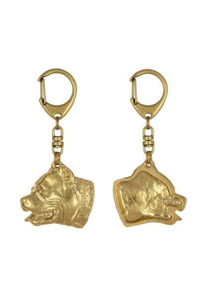 Art - Dog Pit Bull, American Pit Bull Terrier - Breloc aurit cu câine, decora...