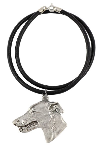 Art - Dog Greyhound, Greyhound Englez - Colier cu câine, pandantiv placat cu ...