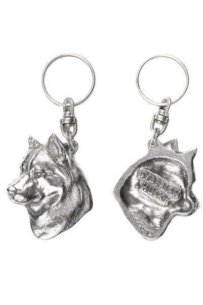 Art - Dog Husky Siberian - Pandantiv placat cu argint cu un câine într-o cuti...