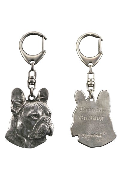 Art - Dog Bulldog francez - Breloc placat cu argint cu câine, decorațiune pen...