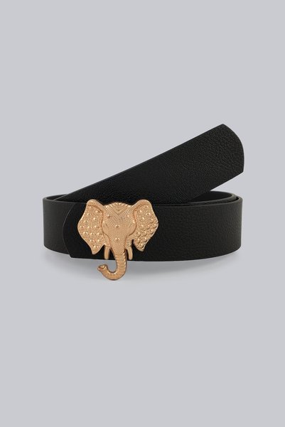 Milleniva Fil Gold Buckle Black Women's Belt 3 cm