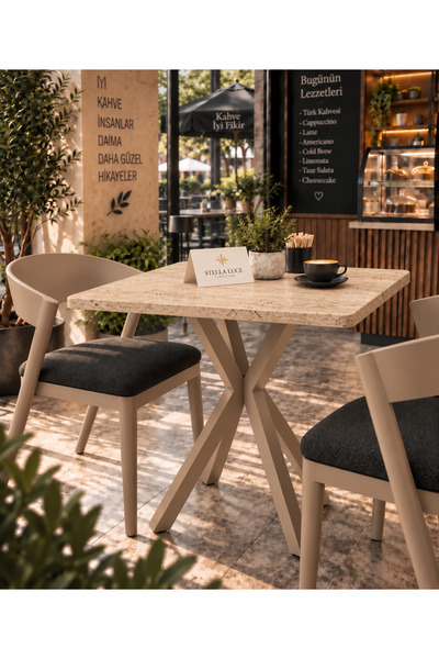 Stella luce Mutfak Cafe Balkon Bahçe Restoran Yemek Masası 70X70 Cappuccino T...