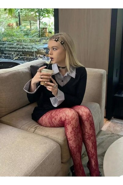 LAVİNİA Dresuri cu dantelă și flori, de culoare bordeaux – Pentru uz zilnic ș...