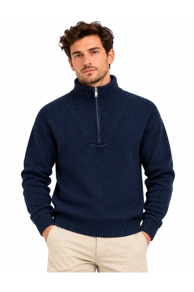 Mavi M0720065 Yarı Fermuarlı Kazak Sweatshirt Erkek Sweatshirt LACİVERT