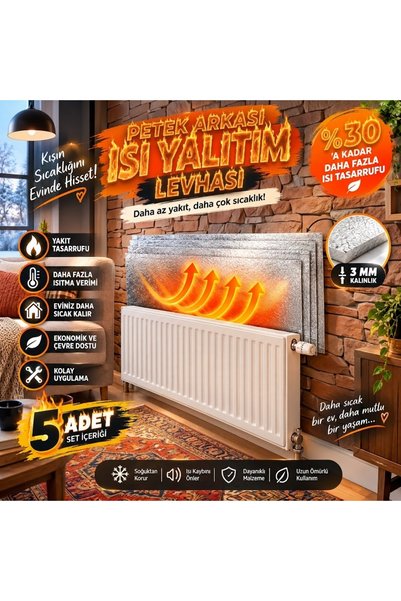 UYDEE 5 Adet Petek Arkası Isı Yalıtım Levhası Radyotör Arkalığı Aliminyum Fol...