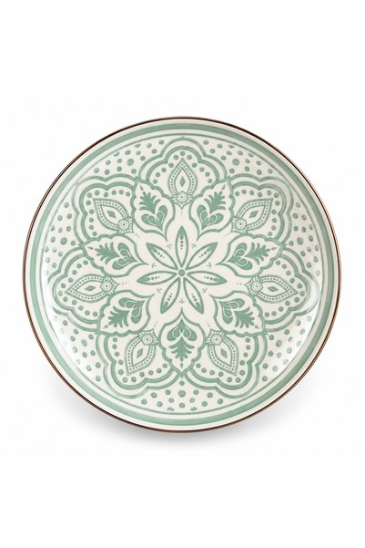 Sahara Farfurie Întinsă Verde Mentă 27 cm – Model Ornamental, Porțelan