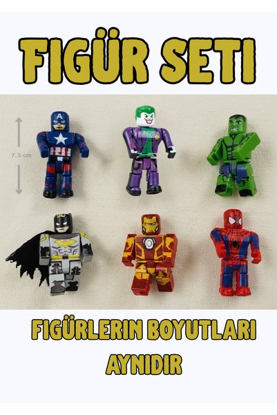 Boratila Toys Blok Süper KahramanSeti -ÖrümcekAdam, Batman,Hulk, Kaptan Ameri...