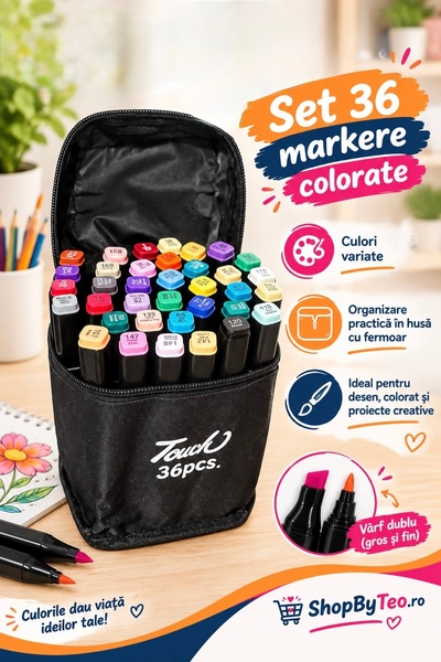 OEM Set de 36 de markere colorate cu cutie de depozitare