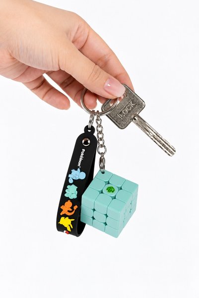 TOYFEST GAN Pokemon Bulbasaur 3x3 Mini Küp Anahtarlık Yeşil Stickerless Zeka Küpü 3x3 cm