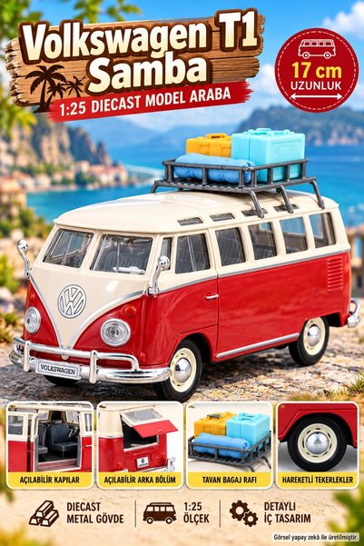 TOYFEST 1/25 Scale T1 Samba Model Car