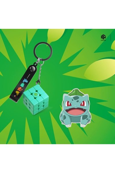 TOYFEST GAN Pokemon Bulbasaur 3x3 Mini Küp Anahtarlık Yeşil Stickerless Zeka Küpü 3x3 cm