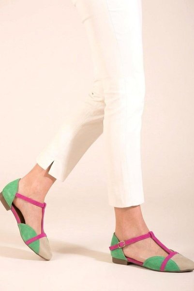Fox Shoes Skin/Fuchsia/Green Women's Ballerinas B726881802