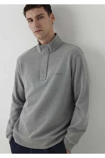Mavi M0S20055 Logo Detaylı Yarım Fermuarlı Sweatshirt GRİ