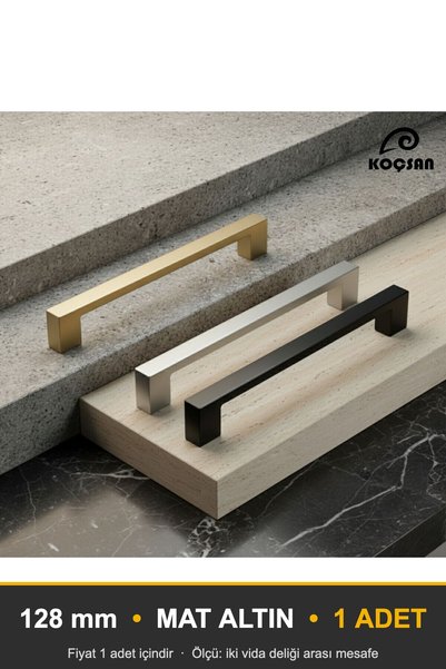 KOÇSAN Aluminum Bridge Matte Gold 128 mm Handle Luxury Country Kitchen Furnit...