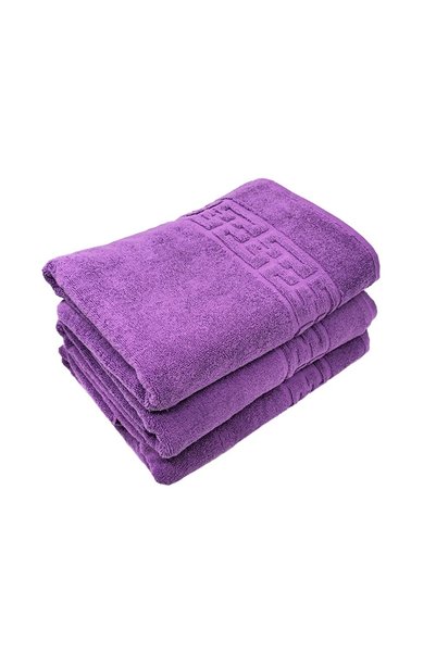 OEM Set de 3 prosoape 70×130 cm Bumbac 550 g/m² Bordură greacă Mov