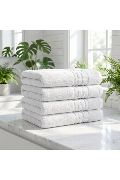 OEM Set 4 prosoape premium față, albe, 50x90 cm, bumbac pieptănat 550 g/m²