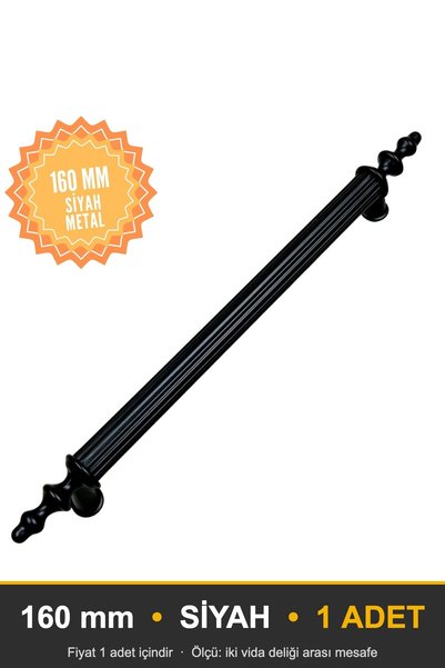 KOÇSAN Elif Black 160 mm Handle, Luxury Country Kitchen Furniture Cabinet Dra...