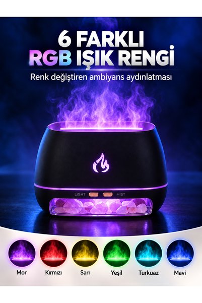 EN SİGA Humidifier 200 ml Salt Lamp | Ultrasonik Gece Lambası | Kaya Tuzlu Ha...