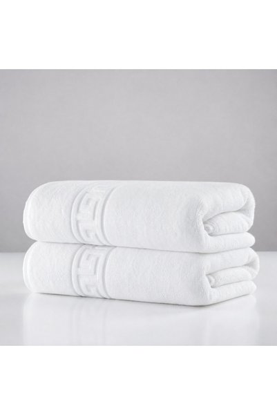 OEM Set 2 prosoape de lux de corp, albe, 70x130 cm, bumbac pieptănat 650 g/m²