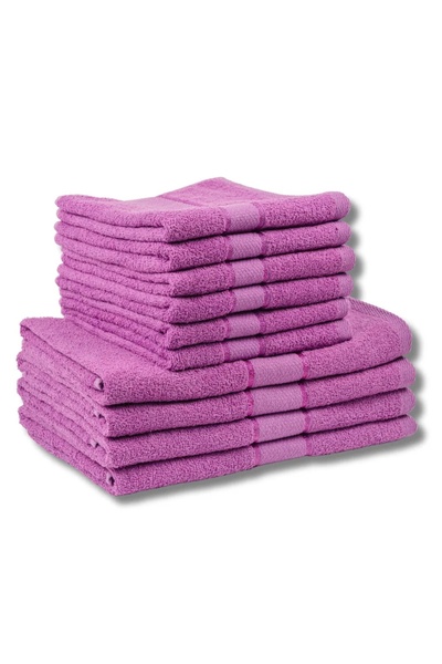 OEM Set 10 prosoape bumbac 100% lila, 6 față/mâini + 4 corp