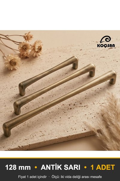 KOÇSAN Paris Matte Antique Yellow 128 mm Handle Luxury Country Kitchen Furnit...