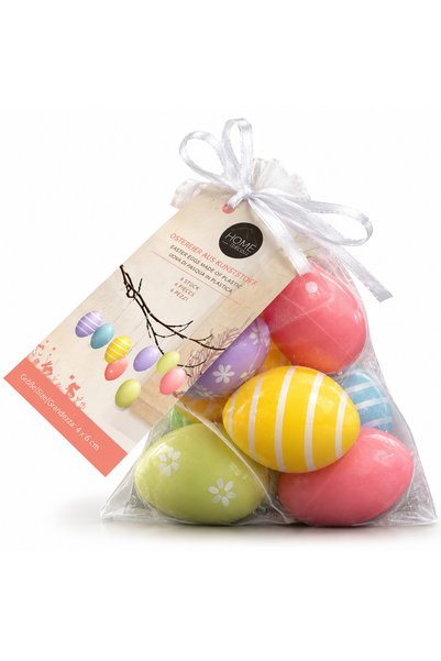 Home Set de 8 ouă de Paște decorative – Colorate, din plastic, 4 x 6 cm