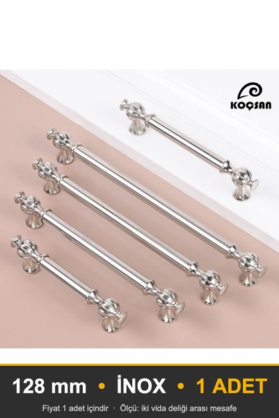 KOÇSAN Ebrar Inox 128 mm Handle Luxury Country Kitchen Furniture Cabinet Draw...