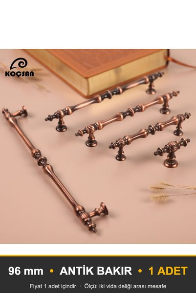 KOÇSAN Crescent Antique Copper 96 mm Handle Luxury Country Kitchen Furniture ...