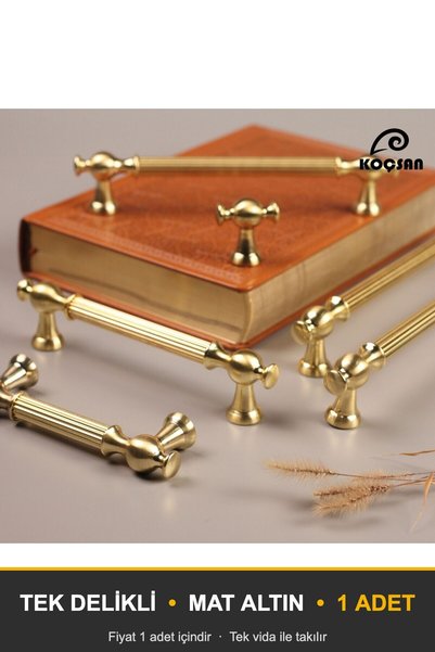KOÇSAN Begüm Matte Gold Button Handle Luxury Country Kitchen Furniture Cabine...