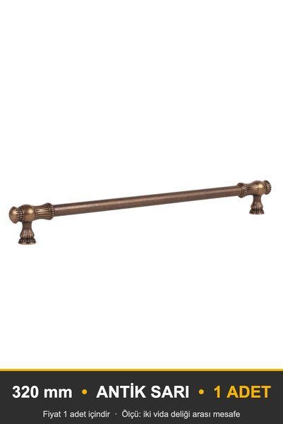 KOÇSAN Şehzade Antique Yellow 320 mm Handle—Luxury Country-Style Kitchen Cabi...