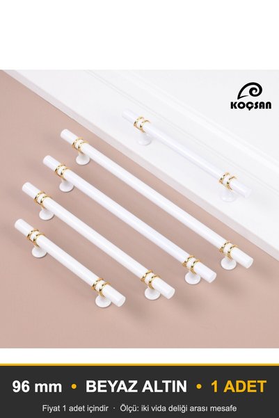 KOÇSAN Esin White 96 mm Handle Luxury Country Kitchen Furniture Cabinet Drawe...