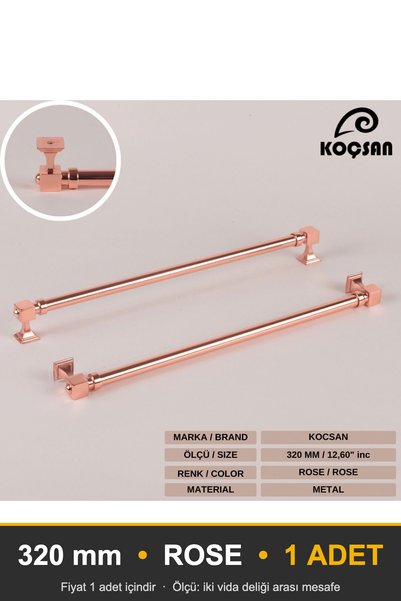 KOÇSAN Zümra Rose 320 mm Handle—Luxury Country-Style Kitchen Cabinet and Draw...