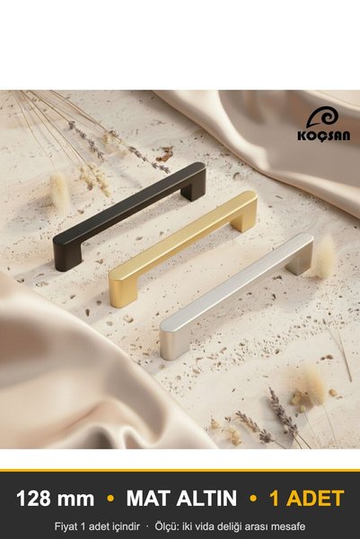 KOÇSAN Asel Matte Gold 128 mm Handle Luxury Country Kitchen Furniture Cabinet...