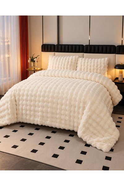 gülce home LA LUNE HOME Rabbit-Hair Bubble-Embossed Double Bedspread Set 220x...