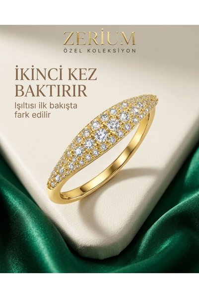 ZERİUM Trendy Women's Steel Ring with Zircon Stones, Leaf-Shaped Design, No.:...