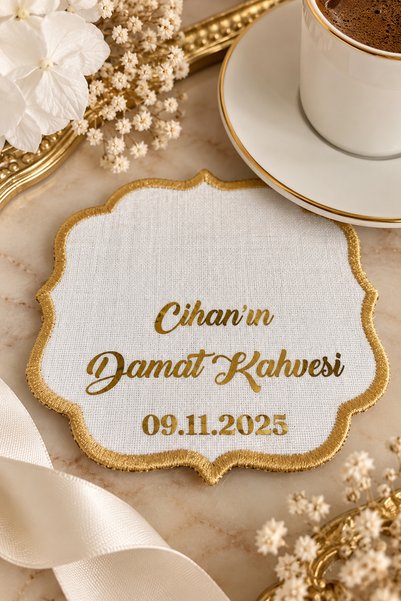 hemdemhediyelik Kişiye Özel Damat Kahve Peçetesi, Damat Kahvesi, Sunum Peçete...