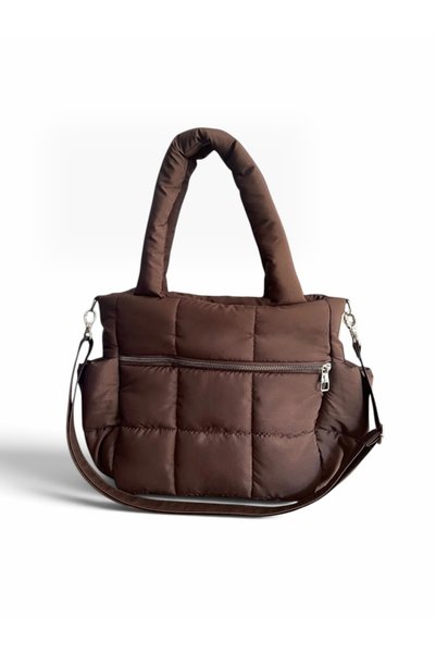 Nuggita Geantă de umăr maro Speciale Quadrato Puffer Bag pentru femei