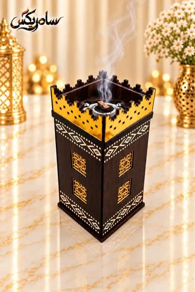 Samrix Authentic Wooden Incense Burner for Oud and Incense - Traditional Desi...