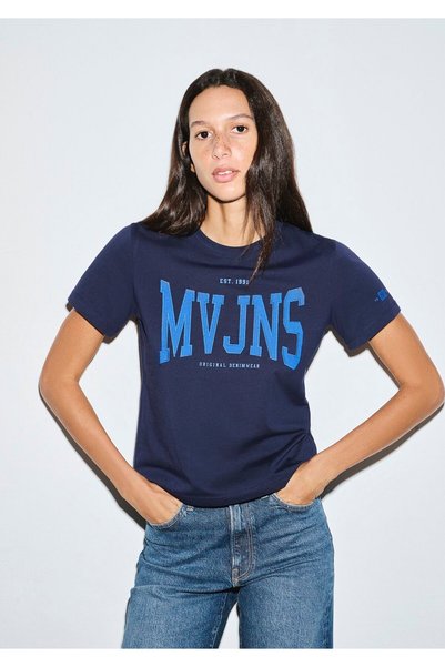 Mavi MVJNS Baskılı Lacivert Tişört Slim Fit / Dar Kesim 1620491-84371