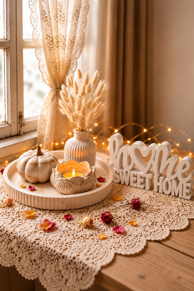 lufen deco Mermer Dokulu 4'lü Dekoratif Tepsi Vazo Mumluk Balkabağı Salon Seh...