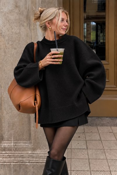 moda mh TRIOU DE BAZĂ CU Gâtul Rotund, Textura Moale, Mărime Oversize, Pulove...