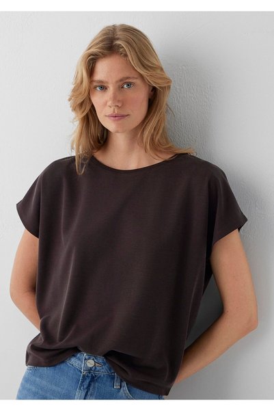 Mavi Soft-Premium Liyosel Karışımlı Kahverengi Basic Tişört Loose Fit / Bol R...